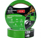Малярная лента DECOR 25 мм 25 м зеленая для внутренних работ 792-2525